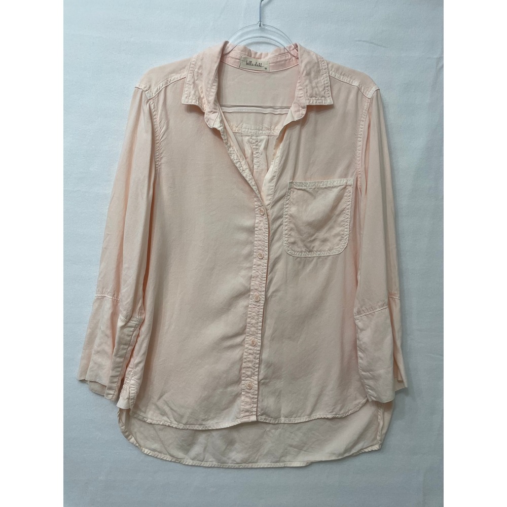 Bella Dahl Button Down Shirt Size Medium Blush Pink High Low Casual Relaxed Fit